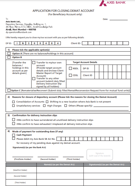 how to close axis demat account 