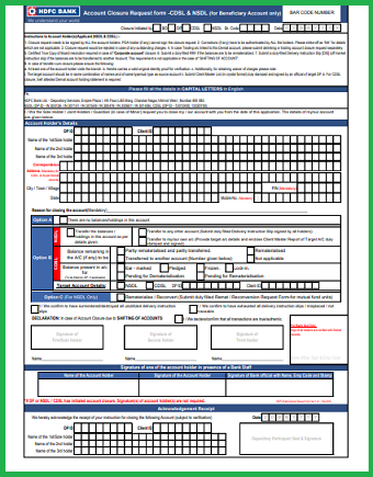 hdfc demat account closure form