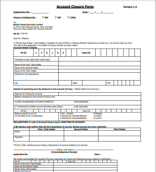 how to close motilal oswal demat account